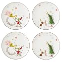 Lenox Merry Grinchmas Christmas Accent Plates, Appetizer Plate Set for 4