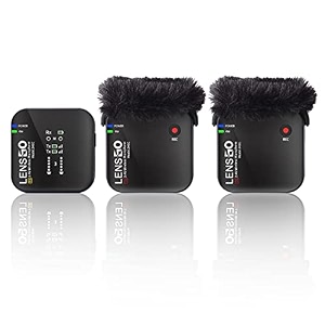 lensgo 348c 24g wireless lavalier microphone system tf card slot compact 2 transmitter and 1 receiver wireless lapel lav mic for iphone smartphone camera vlog youtube interview video camcorder 348- 2 tx amp 1 rx
