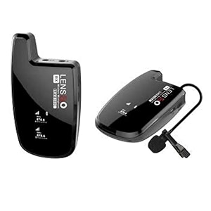 lensgo lwm-308c mini wireless xlr lavalier set of unidirectional microphone with receiver and transmitter for dslr camera smartphones gimbal video vlog interview clip-on lapel mic tx amp rx black