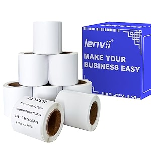 lenvii 15 x 25 inches white direct thermal labels40mm x 60mm self-adhesive thermal label stickerwaterproofoil resistantfriction resistance thermal label paperthermal printer labels for logo shipping barcodes sticker label 1 roll 110 pcs8 roll