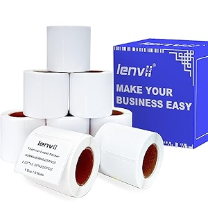lenvii 157 x 118 inches white direct thermal labels40mm x 30mm self-adhesive thermal label stickerwaterproofoil resistantfriction resistance thermal label paperthermal printer labels for shipping barcodes sticker label 1 roll 250 pcs8 roll
