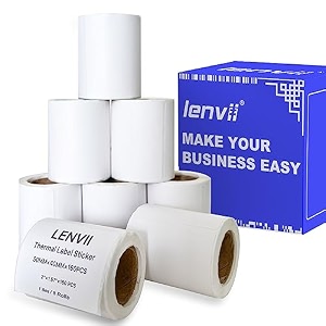 lenvii 2 x 157 inches white direct thermal labels 50mm x 40mm self-adhesive thermal label stickers waterproofoil resistantfriction resistant 160 labels per roll
