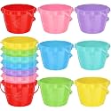 Lenwen 14 Pcs 5.51 Inch Water Bucket for Kids Mini Sand Buckets Plastic Small Bucket with Handles Bright Colored Toy Sand Pail for Beach Candy and Play Pool Gift Party, 7 Colors