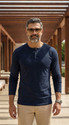 Leon Self Design Men Henley Neck Dark