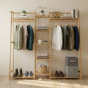 LEOPAX Premium Bamboo Clothes Garment Rack Stand Dual Bar Coat Hanger Storage Organizer Bamboo Coat and Umbrella Stand