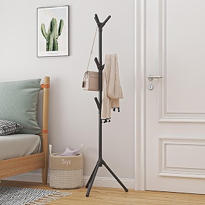 leopax metal premium coat rack freestanding tree shape coattowel hat stand with 9 hooks for livingroom bedroom hallway - black - use light weight clothes 46x46x170 cm