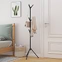 LEOPAX Metal Premium Coat Rack Freestanding Tree Shape Coat,Towel, Hat Stand With 9 Hooks for Livingroom, Bedroom, Hallway - Black - Use Light Weight Clothes, 46X46X170 Cm