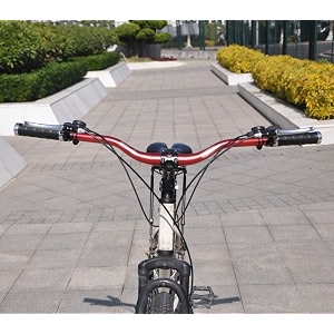 leosportz cycle handlebar for bicycles - bmx bikes handle bars aluminum  mountain bikes handlebar for adult bikes  lightweight 350g bike handlebar red