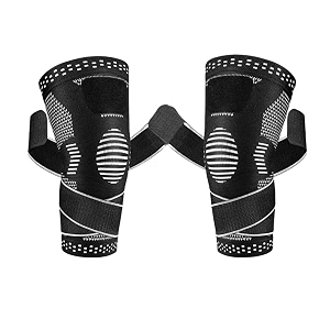 leosportz fabric knee caps for men women gym workout pack of two-knee support for knee pain with knee bandextra compression knee sleeves leg supporter for gym xl black n white
