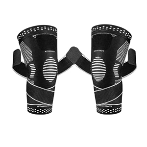 leosportz knee caps for men women gym workoutpack of two - knee support for knee pain with knee band  extra compression knee sleeves leg supporter for gym l black n white