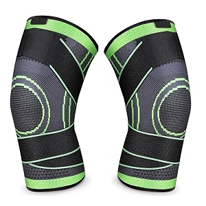 leosportz fabric knee caps for men women gym workout pack of two-knee support for knee pain with knee bandextra compression knee sleeves leg supporter for gym xl black n green