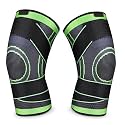 Leosportz Fabric Knee Caps For Men Women Gym Workout(Pack Of Two)-Knee Support For Knee Pain With Knee Band|Extra Compression Knee Sleeves Leg Supporter For Gym (S, Black N Green)