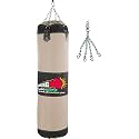 Leosportz Punching Bag for Boxing of Canvas - Heavy Punching Bags for Boxing, Judo, Kickboxing | Boxing Bag Made of PU for Men (Black Canvas, 4Ft)