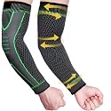 Leosportz Silicone Elbow Support For Gym-Full Arm Sleeves Elbow Band Compression Sleeves Braces For Elbow For Men Women Tennis,Badminton,Arthritis,Weightlifting,Workouts,Lymphedema(Large,Green)