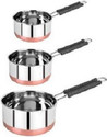 LEOSXA 3 Copper bottom Sauce Pan Combo Set / MILK PAN / TEA PAN 3 pcs combo set Sauce Pan 15.5 cm, 17 cm, 19 cm diameter 1 L, 1.5 L, 2 L capacity