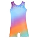Leotards for Girls Gymnastics Toddler Dance Biketards Mermaid Unicorn Athletic Dance Wear Shiny Rainbow Blue Hotpink