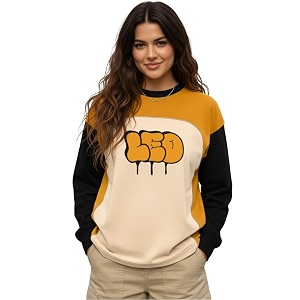LEOTUDE Full Sleeve Cottonblend Oversized Tshirt for