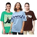 LEOTUDE Half Sleeve Cottonblend Oversized Tshirt for