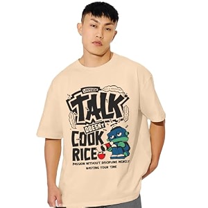 LEOTUDE Half Sleeve Oversized Cottonblend Round Neck