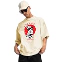 LEOTUDE Half Sleeve Oversized Printed T-Shirt for