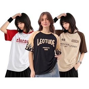 LEOTUDE Half Sleeve Round Neck Tshirt for