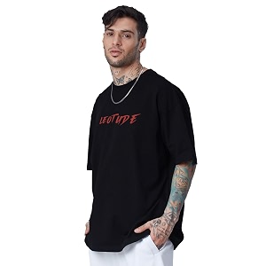LEOTUDE Mens Cottonblend Oversized Half Sleeve Round