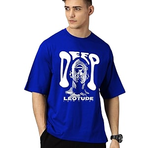 LEOTUDE Mens Cottonblend Oversized Round Neck T-Shirt