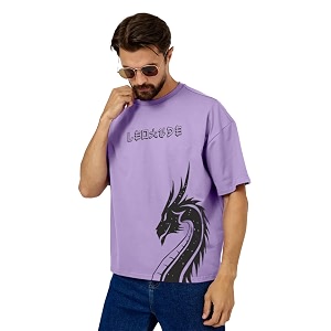 LEOTUDE Mens Cottonblend Oversized Round Neck T-Shirt