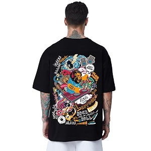 LEOTUDE Mens Cottonblend Oversized Half Sleeve Round