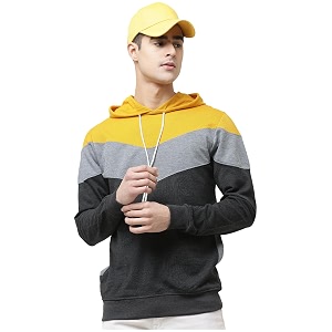 LEOTUDE Mens Loop Knit Round Neck Hoodies