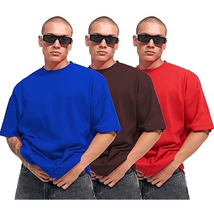 LEOTUDE Mens Oversized Cottonblend Half Sleeve Round