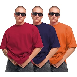 LEOTUDE Mens Oversized Cottonblend Half Sleeve Round