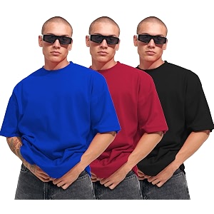 LEOTUDE Mens Oversized Cottonblend Half Sleeve Round