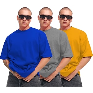 LEOTUDE Mens Oversized Cottonblend Half Sleeve Round