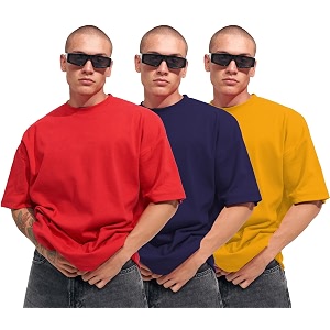 LEOTUDE Mens Oversized Cottonblend Half Sleeve Round