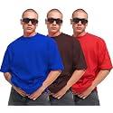 LEOTUDE Men39s Oversized Cottonblend Half Sleeve Round