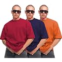 LEOTUDE Men39s Oversized Cottonblend Half Sleeve Round