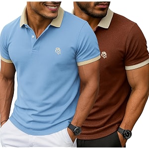 LEOTUDE Mens Polo Neck Matty Half Sleeve