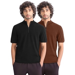 LEOTUDE Mens Polo Zipper Collor Neck Regular