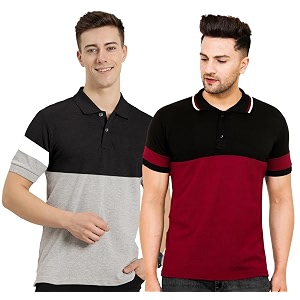 LEOTUDE Mens Regular Fit Round Neck Colorblock