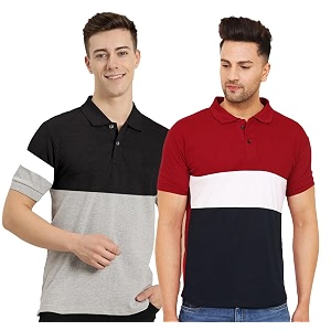 LEOTUDE Mens Regular Fit Round Neck Colorblock