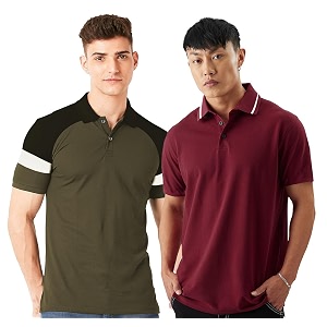 LEOTUDE Mens Regular Fit Round Neck Colorblock