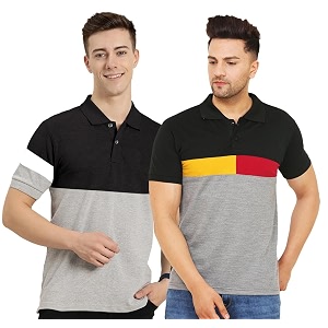 LEOTUDE Mens Regular Fit Round Neck Colorblock