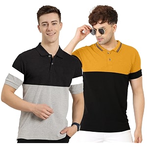 LEOTUDE Mens Regular Fit Round Neck Colorblock