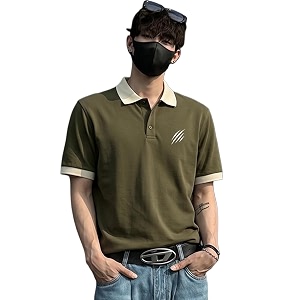 LEOTUDE Mens Solid Olive Polo T Shirt
