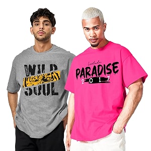 LEOTUDE Men Cotton Half Sleeve Oversized Fit