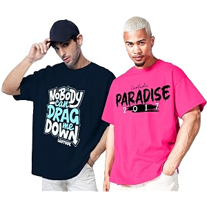 LEOTUDE Men Cotton Half Sleeve Oversized Fit