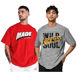 LEOTUDE Men Cotton Half Sleeve Oversized Fit