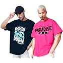 LEOTUDE Men Cotton Half Sleeve Oversized Fit