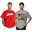 LEOTUDE Men Cotton Half Sleeve Oversized Fit